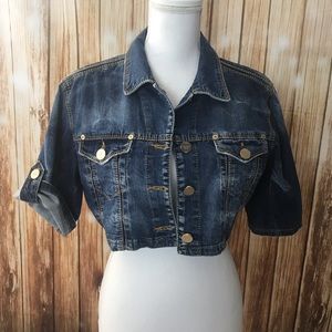 Cracpot denim crop jacket Turkey short sleeve